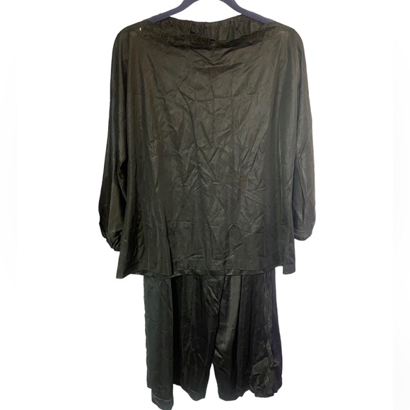 Vintage Annique by Rosa black satin three piece lounge nightwear set ladies med - Picture 1 of 15